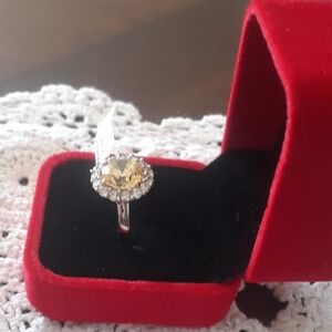 Sterling Silver Zircon Halo Ring, Size 8